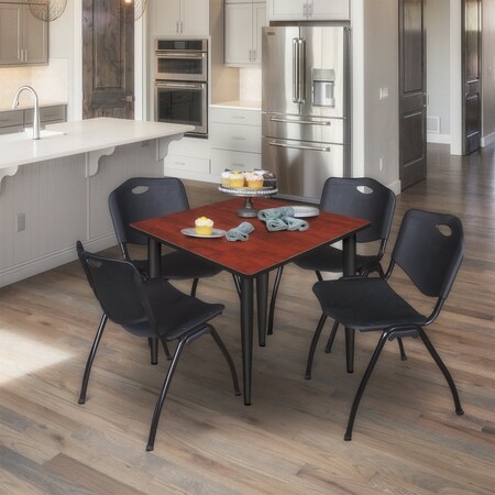 Regency Kahlo Square Table & Chair Sets, 42 W, 42 L, 29 H, Wood, Metal, Plastic Top, Cherry TPL4242CHBK47BK